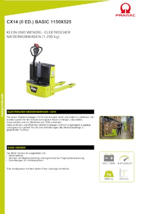 візок для ручного транспортування вантажів PRAMAC Lifter CX 14 Basic GEL