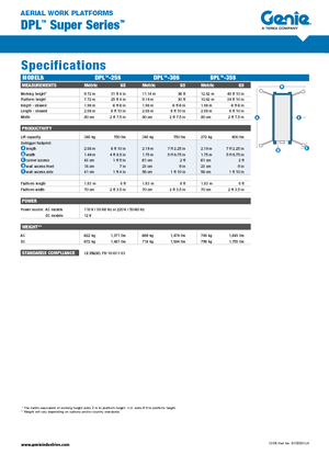Підйомники з однією вертикальною щоглою Genie DPL 35 S