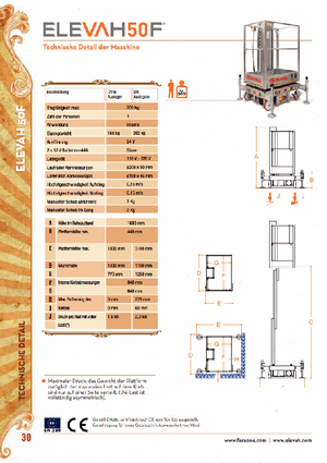 Підйомники з однією вертикальною щоглою Faraone Elevah 50 F