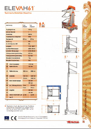 Підйомники з однією вертикальною щоглою Faraone Elevah 61