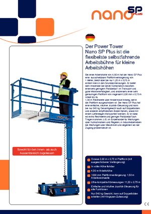 Підйомники з однією вертикальною щоглою Power Towers Nano Sp Plus