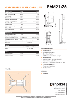 Підйомники з однією вертикальною щоглою Snorkel PAM26AC