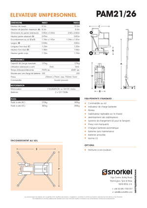Підйомники з однією вертикальною щоглою Snorkel PAM26AC