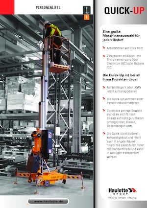 Підйомники з однією вертикальною щоглою Haulotte QuickUp 7