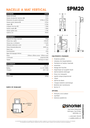 Підйомники з однією вертикальною щоглою Snorkel SPM20