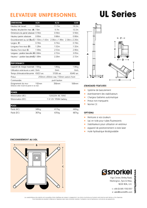 Підйомники з однією вертикальною щоглою Snorkel UL32AC
