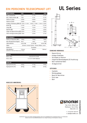 Підйомники з однією вертикальною щоглою Snorkel UL32AC