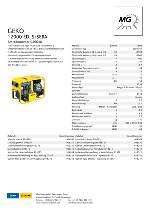 Бензинові електрогенератори Geko ® 12000 ED-S/SEBA