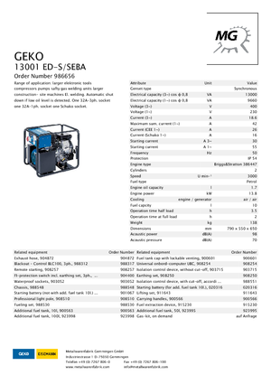 Бензинові електрогенератори Geko ® 13001 ED-S/SEBA