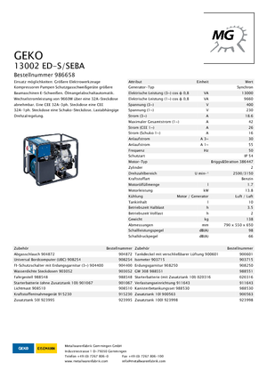 Бензинові електрогенератори Geko ® 13002 ED-S/SEBA
