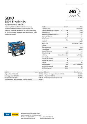 Бензинові електрогенератори Geko ® 2801 E-A/MHBA