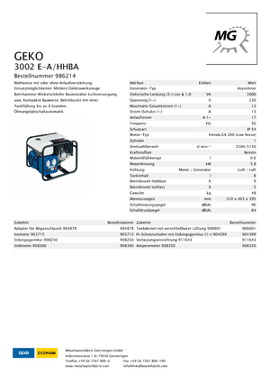 Бензинові електрогенератори Geko ® 3002 E-A/HHBA*