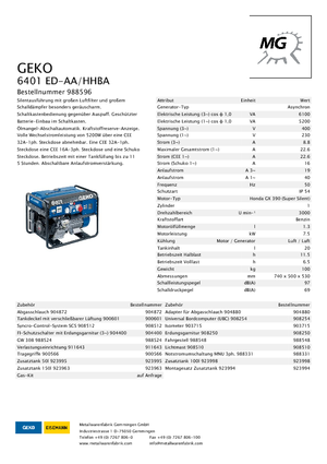 Бензинові електрогенератори Geko ® 6401 ED-AA/HHBA