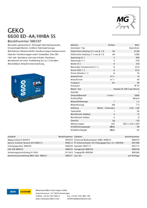 Бензинові електрогенератори Geko ® 6600 ED-AA/HHBA