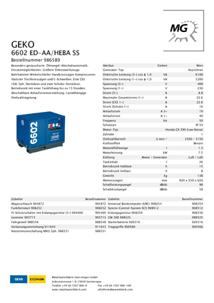 Бензинові електрогенератори Geko ® 6602 ED-AA/HEBA*
