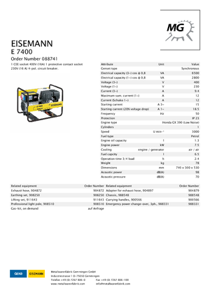 Бензинові електрогенератори Eisemann E 7400