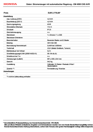 Бензинові електрогенератори Honda EM 4500 CXS