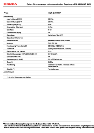 Бензинові електрогенератори Honda EM 5500 CXS