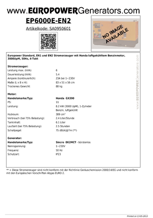 Бензинові електрогенератори Europower EP 6000 E-EN2 (S)