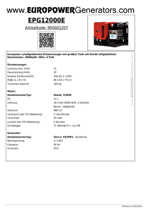 Бензинові електрогенератори Europower EPG12000E (S)