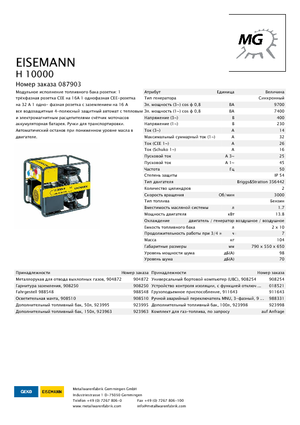 Бензинові електрогенератори Eisemann H 10000