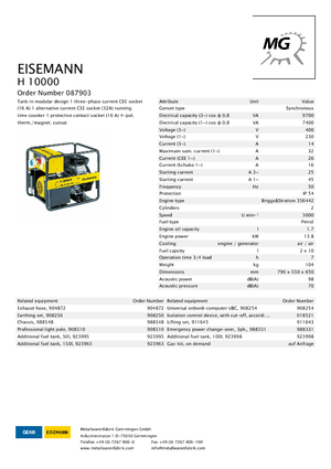 Бензинові електрогенератори Eisemann H 10000