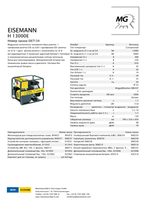 Бензинові електрогенератори Eisemann H 13000 E