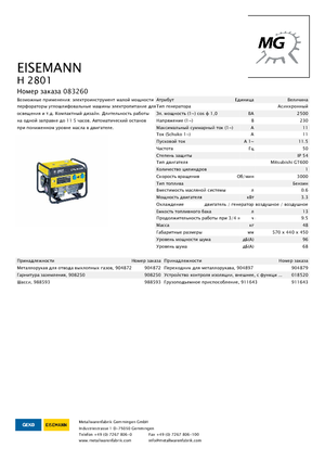 Бензинові електрогенератори Eisemann H 2801