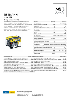 Бензинові електрогенератори Eisemann H 4401 E