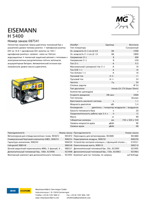 Бензинові електрогенератори Eisemann H 5400