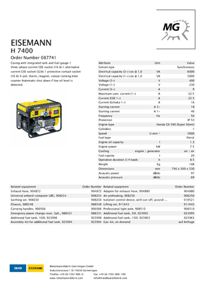 Бензинові електрогенератори Eisemann H 7400