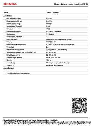 Бензинові електрогенератори Honda EU 10i