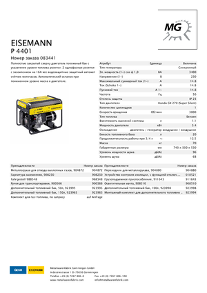 Бензинові електрогенератори Eisemann P 4401