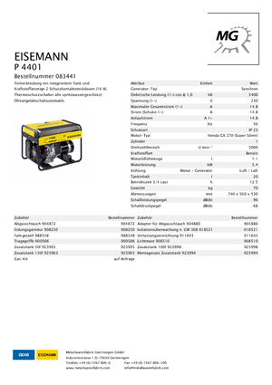 Бензинові електрогенератори Eisemann P 4401