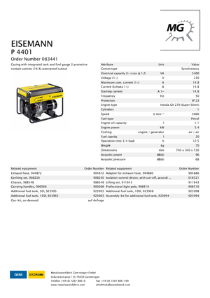 Бензинові електрогенератори Eisemann P 4401