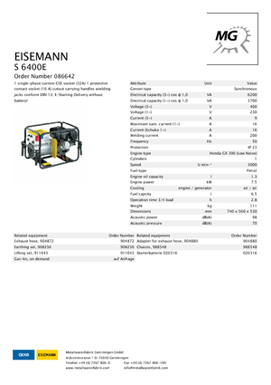 Бензинові електрогенератори Eisemann S 6400 E