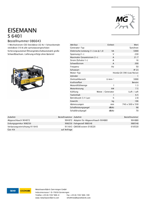 Бензинові електрогенератори Eisemann S 6401