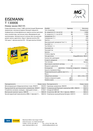 Бензинові електрогенератори Eisemann T 13000 E
