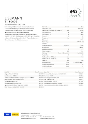 Бензинові електрогенератори Eisemann T 18000 E