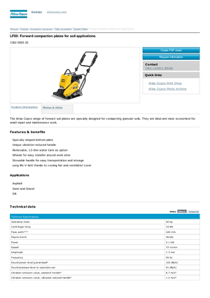 Односпрямовані віброплити Atlas Copco LF 80