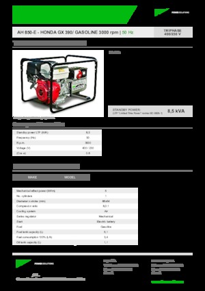 Бензинові електрогенератори INMESOL AH 850-E