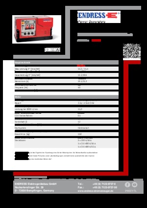 Бензинові електрогенератори Endress ESE 1308 DBG ES ISO Duplex Silent