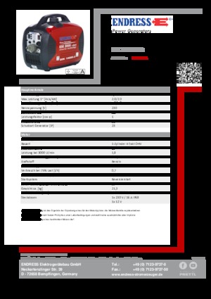 Бензинові електрогенератори Endress ESE 2000I IP68