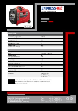 Бензинові електрогенератори Endress ESE 2300i 