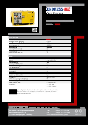 Бензинові електрогенератори Endress ESE 907 DBG DIN Super Silent