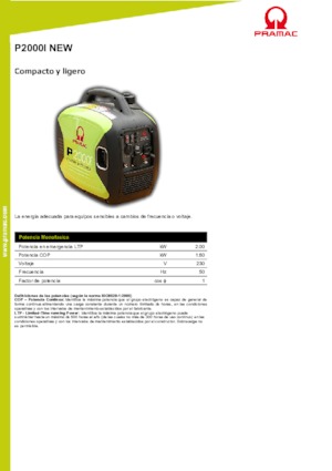 Бензинові електрогенератори PRAMAC Lifter P 2000 i