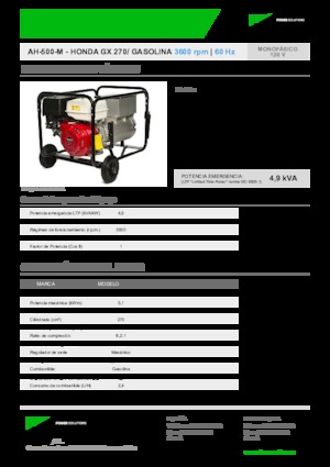 Бензинові електрогенератори INMESOL AH 500-M