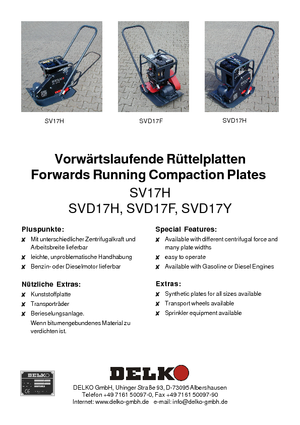 Односпрямовані віброплити Delko SV 17 H