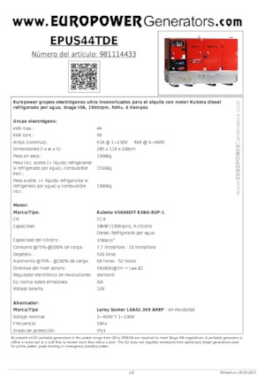 Дизельні генератори Europower EPUS44TDE (LS)