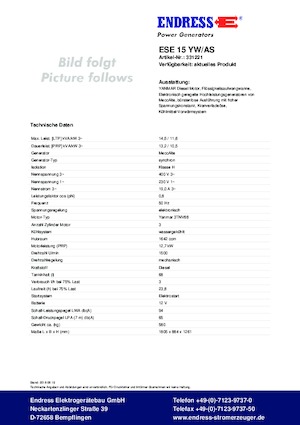 Дизельні генератори Endress ESE 15 YW/AS